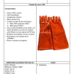 GUANTES DE CUERO PARA SOLDAR API