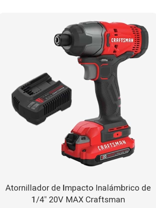 Atornillador de Impacto Inalámbrico de 14″ 20V MAX Craftsman