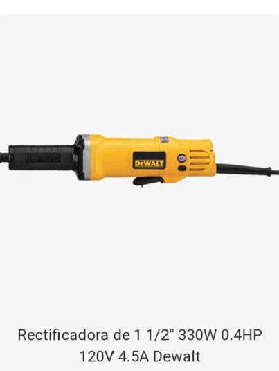 Rectificadora de 1 12″ 330W 0.4HP 120V 4.5A Dewalt