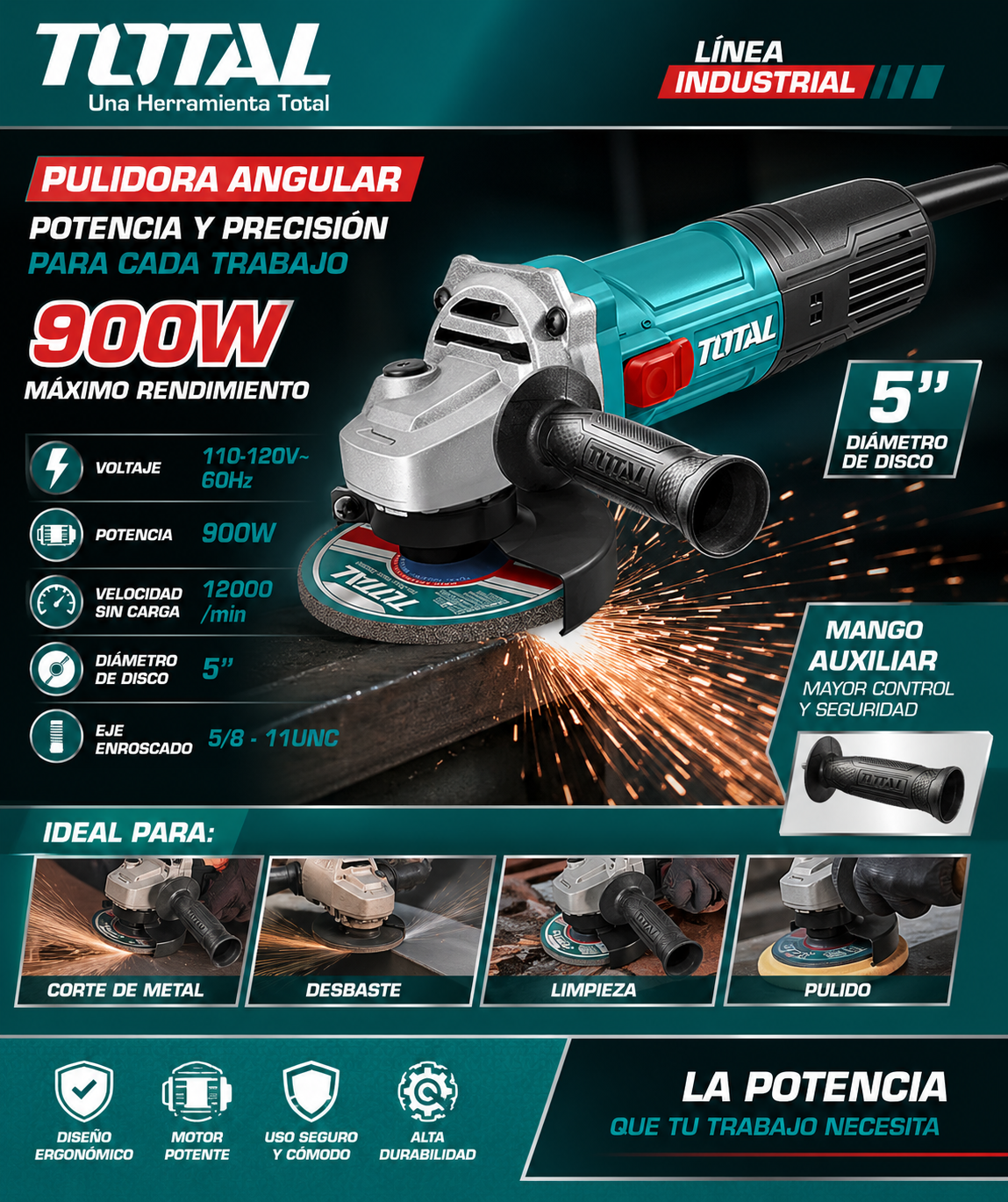 AMOLADORA TOTAL 900W
