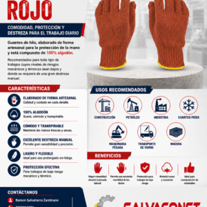 GUANTES DE ALGODON ROJOS